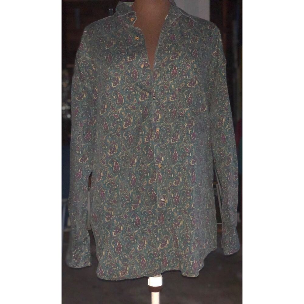 Vintage Mens Paisley Button Up Shirt XL